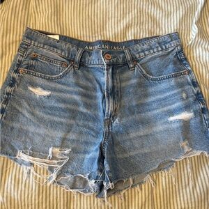 American Eagle Outfitters  90s Boyfriend Blue Distressed Denim Shorts